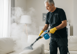 Sydney residential cleaning experts performing deep clean of home kitchen surfaces